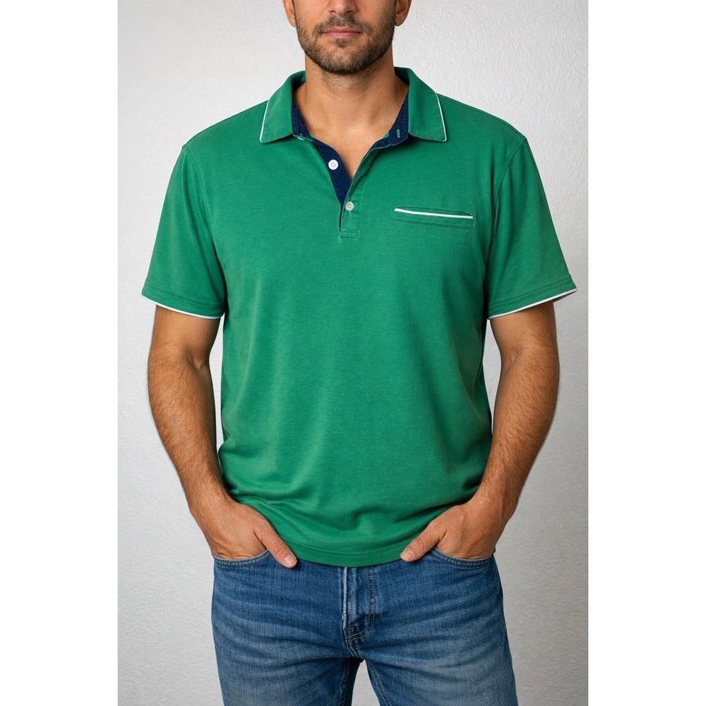 Banana Republic Men's Green Polo Shirt Preppy Casual Short Sleeve Size L